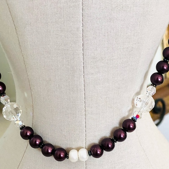 Vintage Deco Crystal Glass Pearl Necklace - Picture 5 of 15